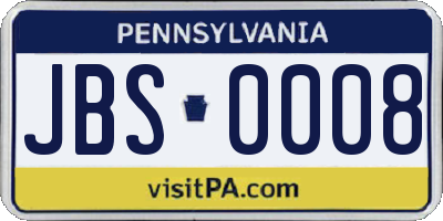 PA license plate JBS0008