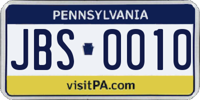 PA license plate JBS0010