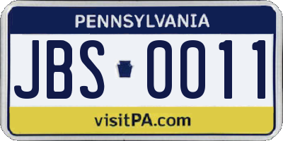 PA license plate JBS0011