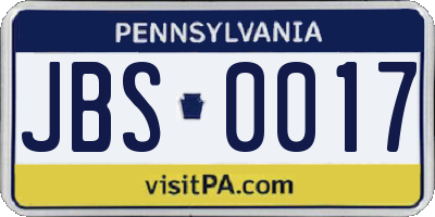 PA license plate JBS0017