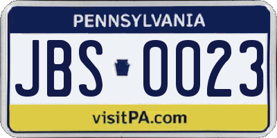 PA license plate JBS0023