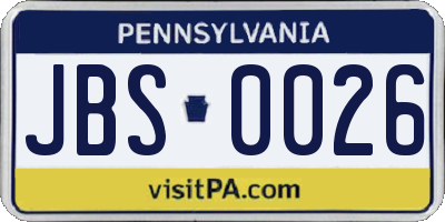 PA license plate JBS0026