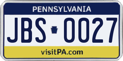PA license plate JBS0027