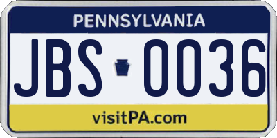 PA license plate JBS0036