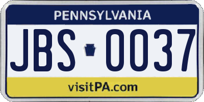 PA license plate JBS0037