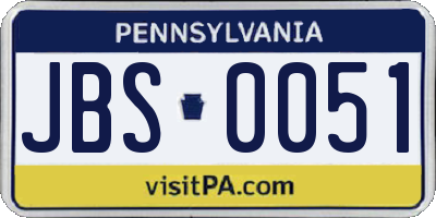 PA license plate JBS0051