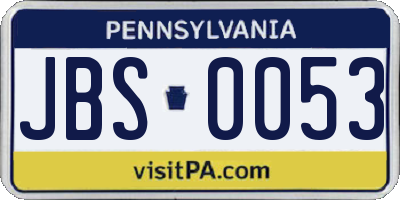 PA license plate JBS0053
