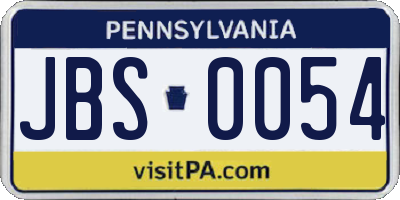 PA license plate JBS0054