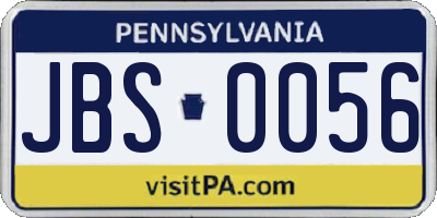 PA license plate JBS0056