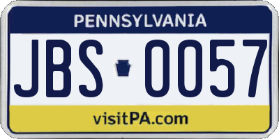 PA license plate JBS0057