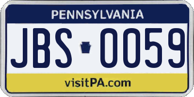 PA license plate JBS0059