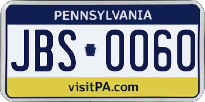 PA license plate JBS0060