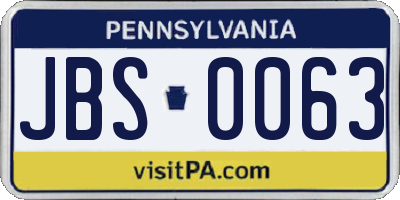 PA license plate JBS0063