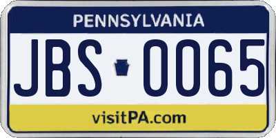 PA license plate JBS0065