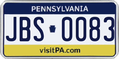 PA license plate JBS0083