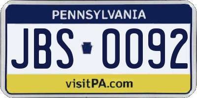 PA license plate JBS0092