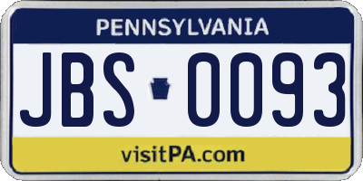 PA license plate JBS0093