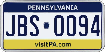 PA license plate JBS0094