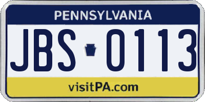 PA license plate JBS0113