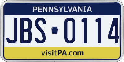 PA license plate JBS0114