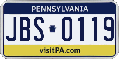 PA license plate JBS0119