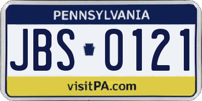 PA license plate JBS0121