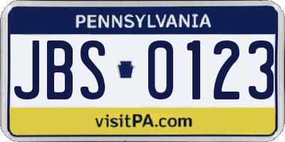 PA license plate JBS0123