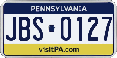 PA license plate JBS0127