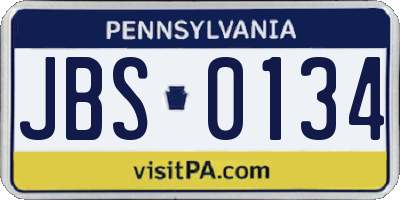 PA license plate JBS0134