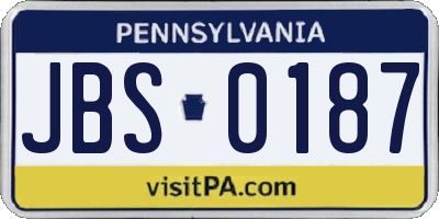 PA license plate JBS0187