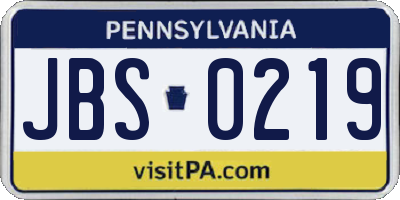 PA license plate JBS0219