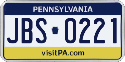 PA license plate JBS0221