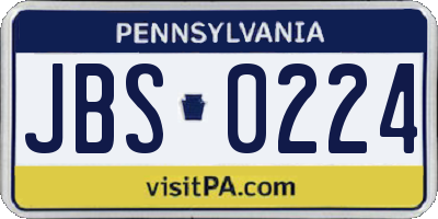 PA license plate JBS0224