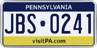 PA license plate JBS0241
