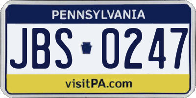 PA license plate JBS0247