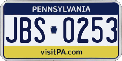 PA license plate JBS0253