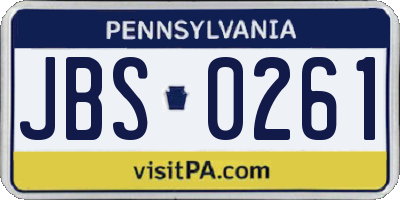 PA license plate JBS0261