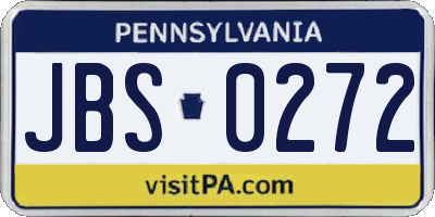 PA license plate JBS0272