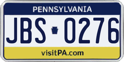 PA license plate JBS0276