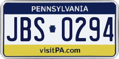 PA license plate JBS0294