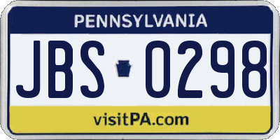 PA license plate JBS0298