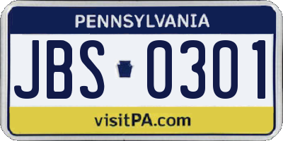 PA license plate JBS0301