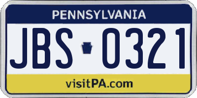 PA license plate JBS0321