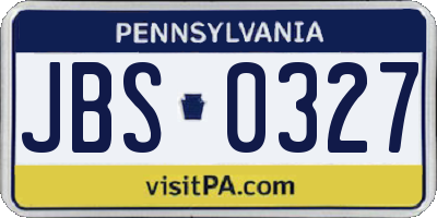 PA license plate JBS0327