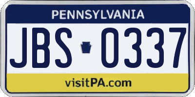 PA license plate JBS0337