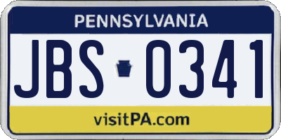 PA license plate JBS0341