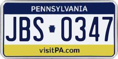 PA license plate JBS0347