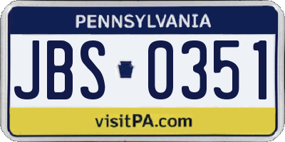 PA license plate JBS0351