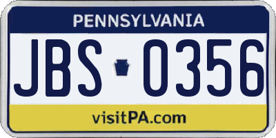 PA license plate JBS0356