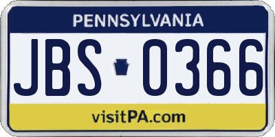 PA license plate JBS0366